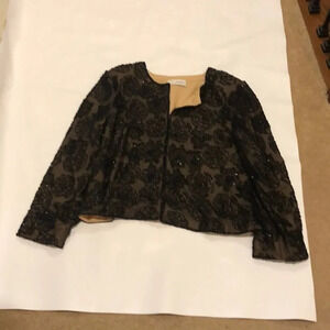 CECILY Brown beaded long sleeve jacket